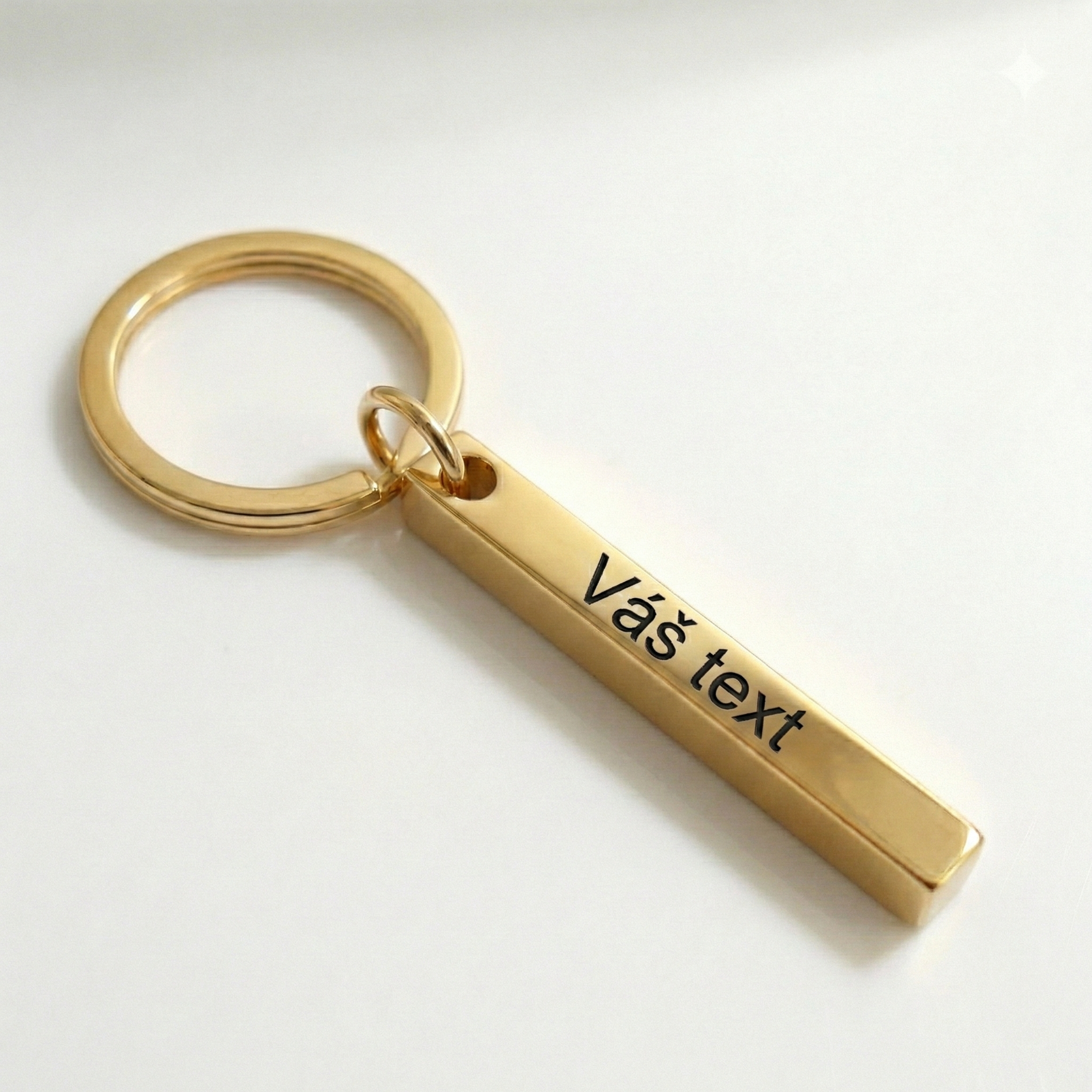 3D klíčenka z nerezové oceli s vlastním textem