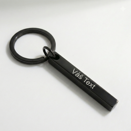 3D klíčenka z nerezové oceli s vlastním textem
